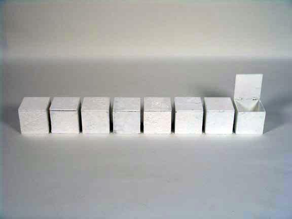 Terence KOH THE VOYAGE OF LADY MIDNIGHT SNOWDROPS THROUGH DOUBLE STAR DEATH  (8 AMOEDE BOXES WITH SILVER TRANSFORMER MASK), 2005