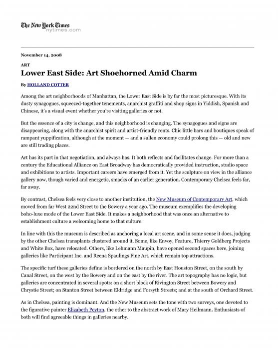 Lower East Side: Art Shoehorned Amid Charm Page #430