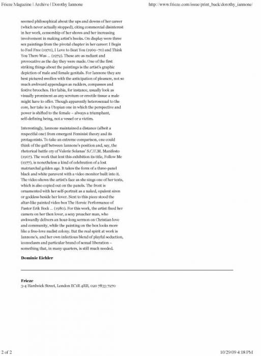 Dorothy Iannone at September Gallery Page #537